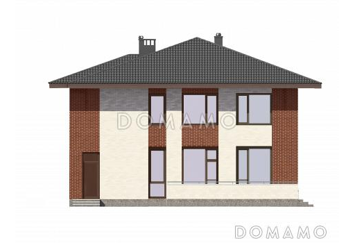 Проект двухэтажного дома из газобетона с просторной гардеробной / Фасад 3