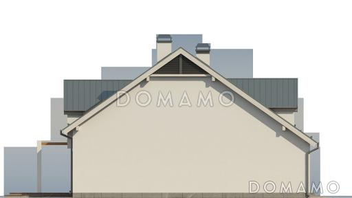 Проект одноэтажного мансардного дома из газобетона с кабинетом, гаражом и большой гостиной / Фасад 4
