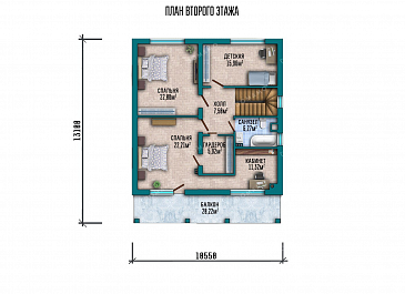 Проект дома с террасой и балконом / План мансардного этажа Проект дома с террасой и балконом / План мансардного этажа