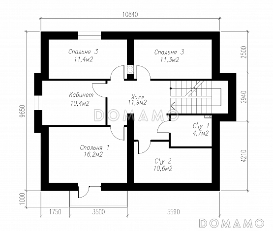 Проект просторного коттеджа в стиле кантри из СИП панелей / План мансардного этажа Проект просторного коттеджа в стиле кантри из СИП панелей / План мансардного этажа