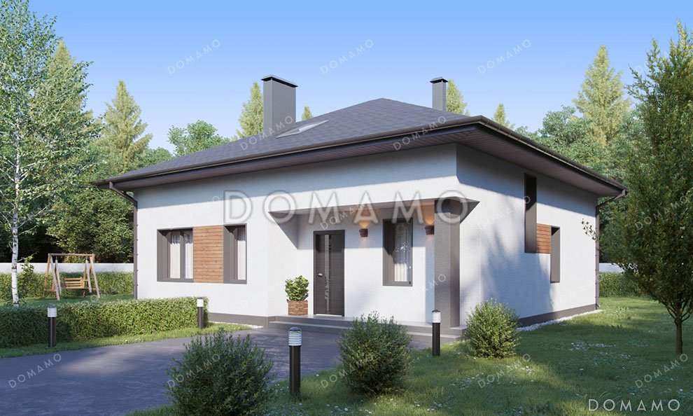 Проект дома с мансардой и террасой в современном стиле / 1