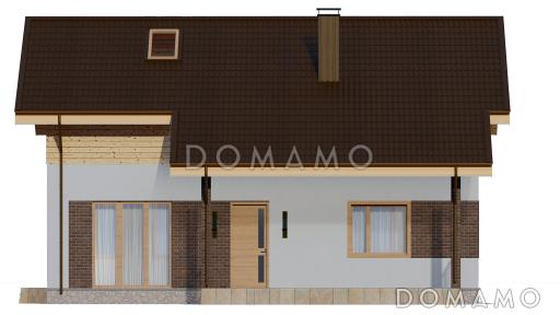 Проект компактного одноэтажного дома с мансардной и четырьмя спальнями / Фасад 1