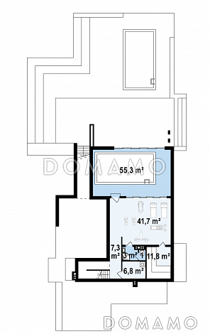 Проект красивого просторного двухэтажного коттеджа из кирпича с бассейном на цокольном этаже / План цокольного этажа Проект красивого просторного двухэтажного коттеджа из кирпича с бассейном на цокольном этаже / План цокольного этажа