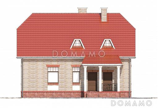 Проект коттеджа с эркером и балконом / Фасад 1