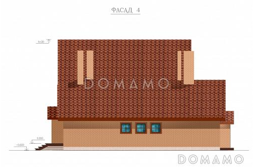 Проект одноэтажного дома с мансардным этажом и зимним садом / Фасад 4