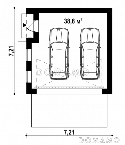 Проект гаража из газобетона для двух автомобилей / План 1 этажа Проект гаража из газобетона для двух автомобилей / План 1 этажа