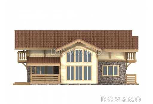 Проект современного каркасного дома с двумя террасами / Фасад 1