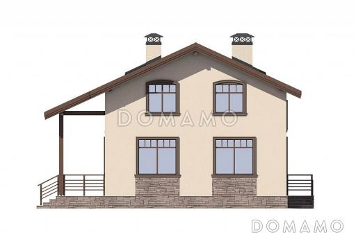 Проект дома с открытой дневной зоной первого этажа / Фасад справа