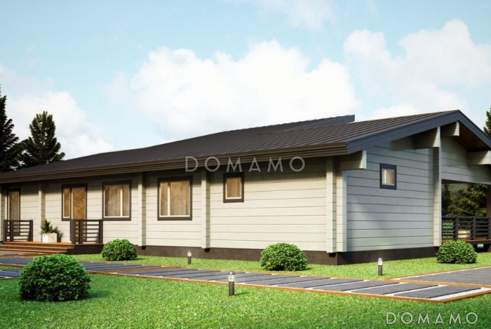 Проект дома из клееного бруса с сауной, хозяйской спальней, с отдельным гардеробом и санузлом Проект дома из клееного бруса с сауной, хозяйской спальней, с отдельным гардеробом и санузлом