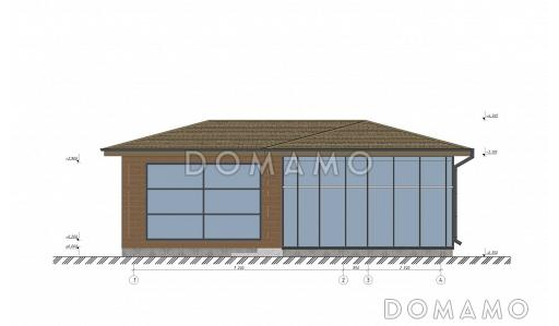 Проект бани с комнатой отдыха S-68 / Фасад 1