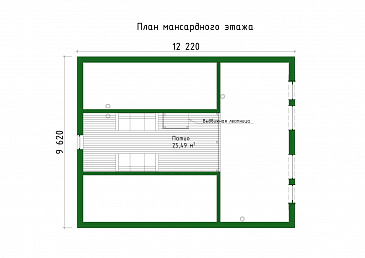 Проект каркасного дома с патио, мансардой и открытой террасой / План мансардного этажа Проект каркасного дома с патио, мансардой и открытой террасой / План мансардного этажа