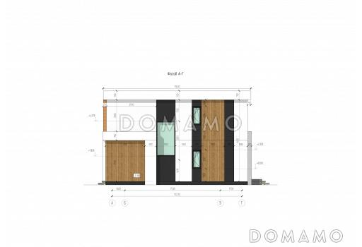Проект двухэтажного дома с панорамными окнами, кабинетом, 3 спальнями, кухней-гостиной / Фасад 4