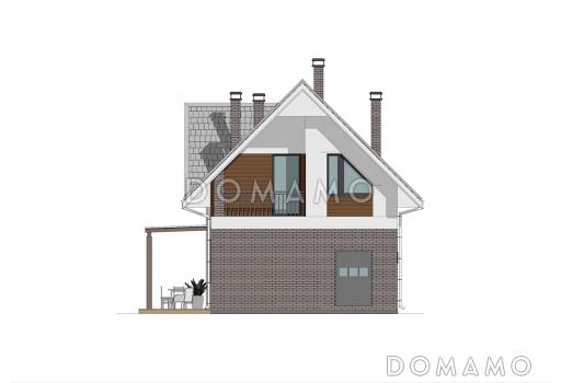 Проект дома с мансардой, балконом, террасой и сауной / Фасад 1
