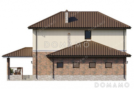 Проект двухэтажного дома с гаражом и террасой / Фасад 4