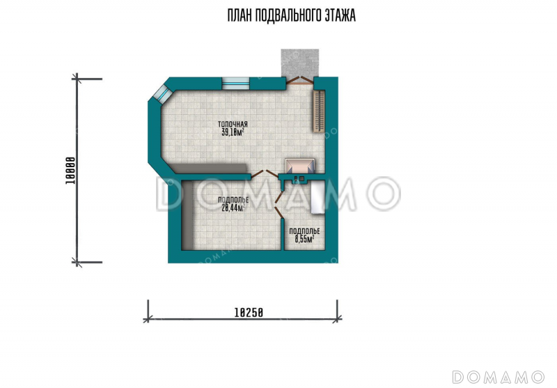 Проект двухэтажного дома с гаражом и подвалом / План цокольного этажа