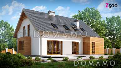 Проект одноэтажного мансардного дома из кирпича с кабинетом, четырьмя спальнями, техническим помещением и гаражом