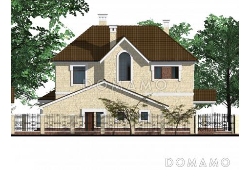 Проект дома из СИП панелей в классическом стиле с гаражом / Фасад 3