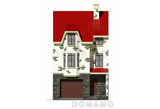 Проект необычного таунхауса с эркером и кукушками на крыше / Фасад 1