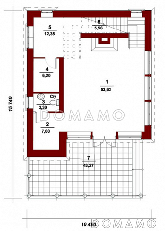 Проект беседки из кирпича с санузлом / План 1 этажа