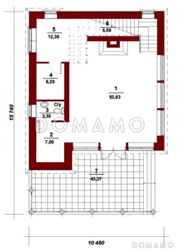 Проект беседки из кирпича с санузлом / План 1 этажа