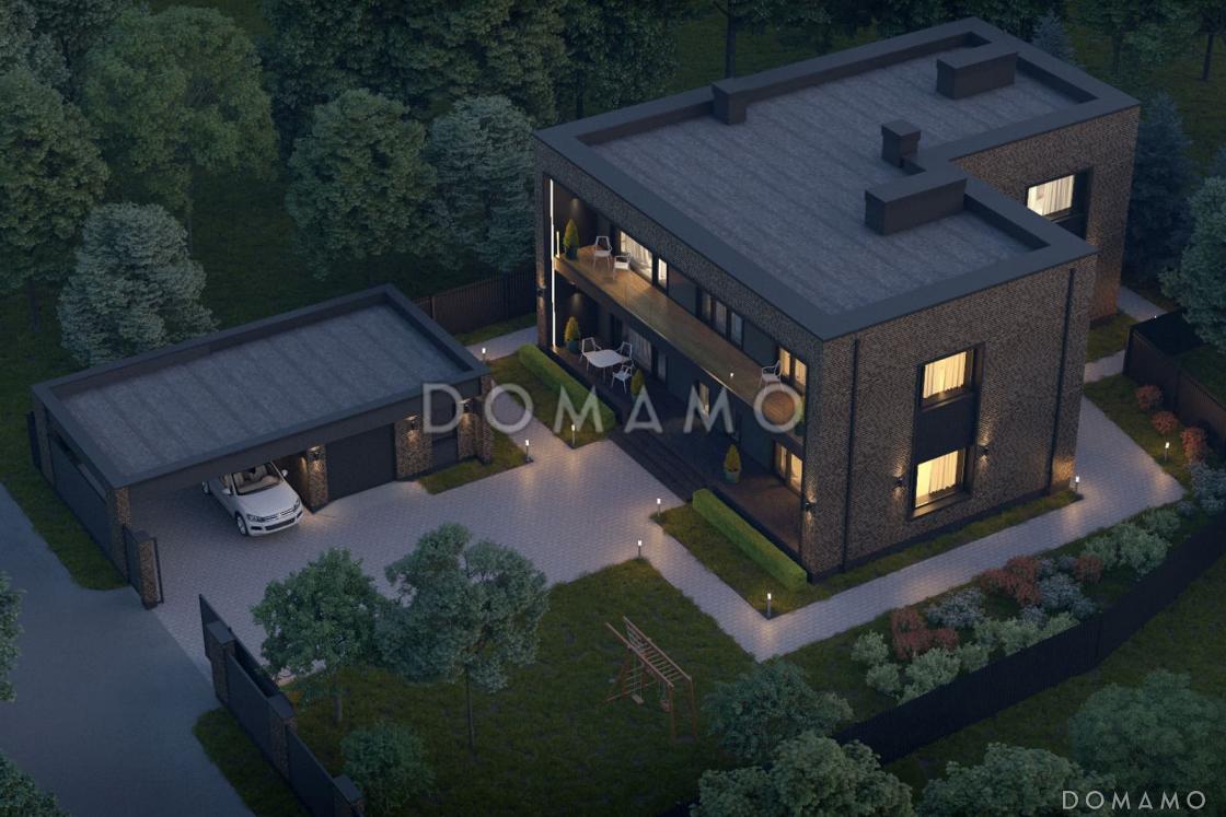 Проект двухэтажного кирпичного коттеджа с мастер-спальней, сауной и террасой барбекю / 6