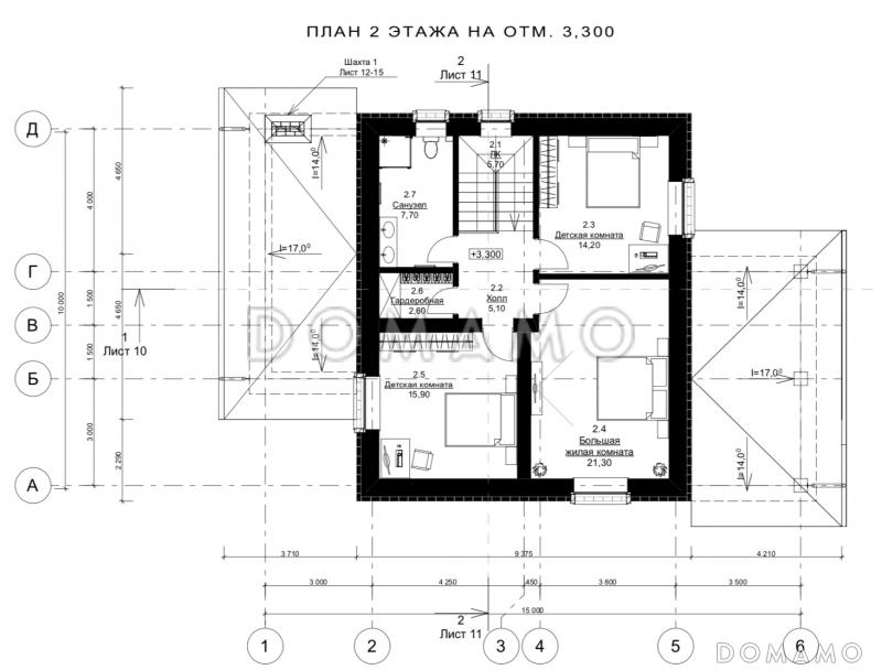 Проект компактного двухэтажного дома с 4 спальнями и крытой террасой / План 2 этажа