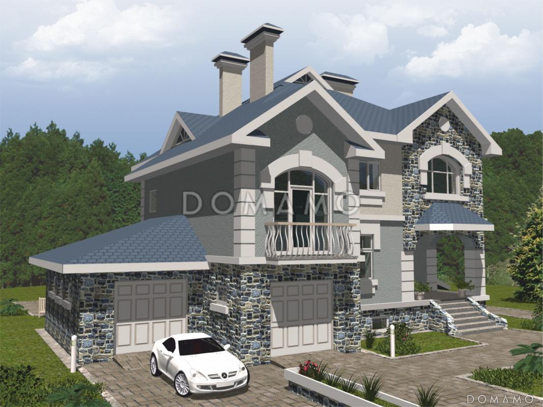 Проект представительного особняка с облицовкой камнем / 2