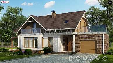 Проект одноэтажного дома с мансардным этажом из газобетона с кабинетом, гаражом и террасой над ним Проект одноэтажного дома с мансардным этажом из газобетона с кабинетом, гаражом и террасой над ним