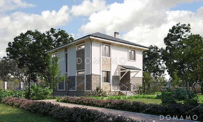 Проект двухэтажного дома с тремя спальнями и террасой