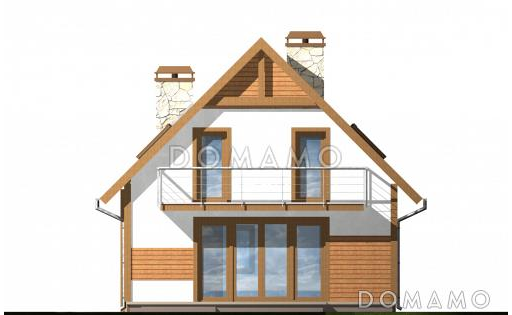Проект простого одноэтажного мансардного дома из кирпича с тремя спальнями / Фасад 2