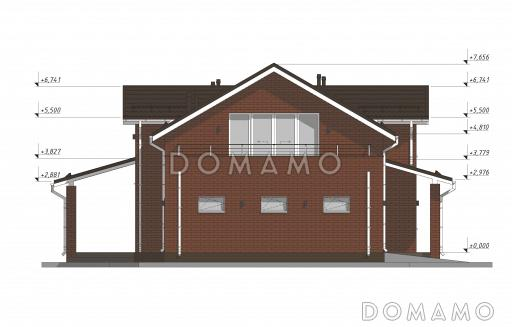 Проект двухэтажного дома с четырьмя спальнями и гаражом на одну машину S-204 / Фасад 4