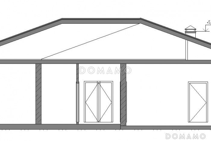 Проект одноэтажного дома с вальмовой крышей, гаражом на 2 машины, хозяйской и гостевыми спальными комнатами Проект одноэтажного дома с вальмовой крышей, гаражом на 2 машины, хозяйской и гостевыми спальными комнатами
