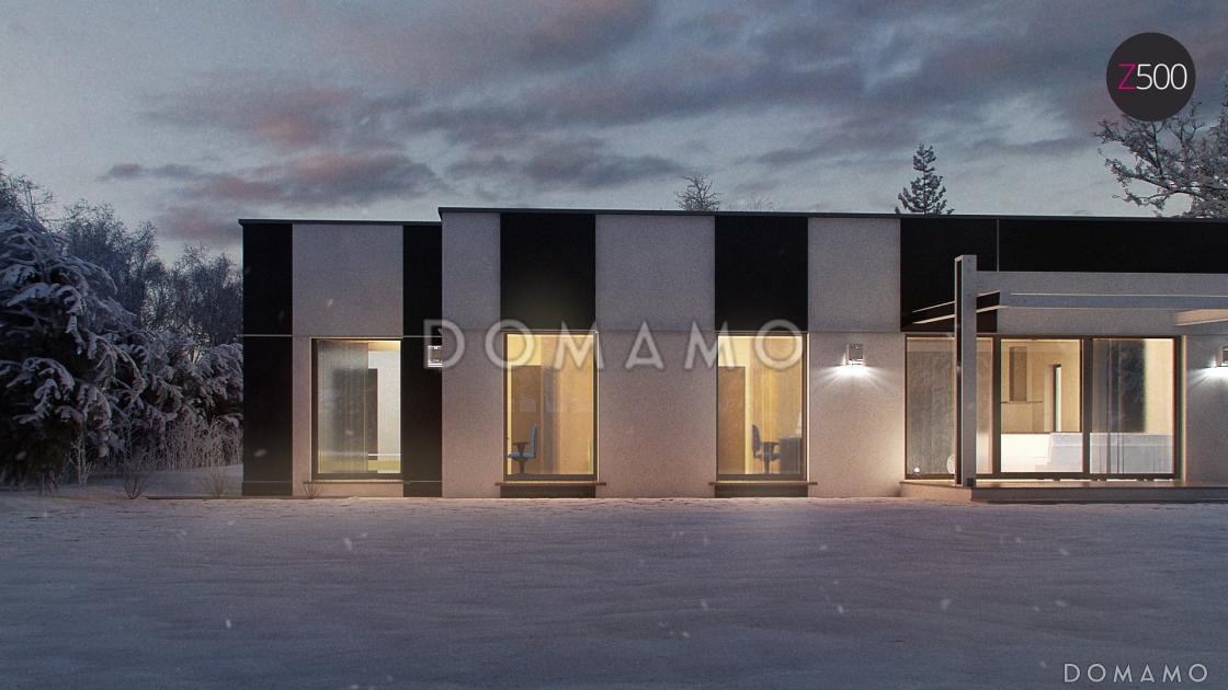Проект современного одноэтажного дома из газобетона со светлой просторной гостиной и тремя спальнями в стиле хай-тек / 10