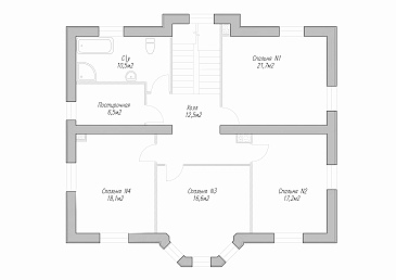 Проект дома в классическом стиле с гаражом / План 2 этажа