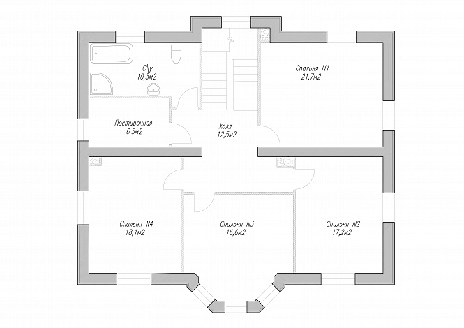 Проект дома в классическом стиле с гаражом / План 2 этажа