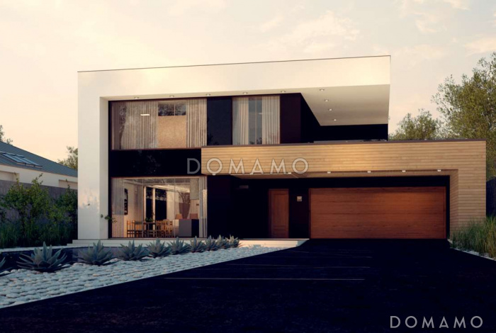 Проект современного двухэтажного дома из кирпича с тремя спальнями, спортзалом, сауной и гаражом для двух автомобилей Проект современного двухэтажного дома из кирпича с тремя спальнями, спортзалом, сауной и гаражом для двух автомобилей