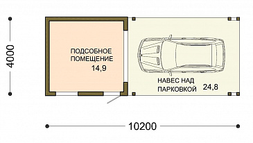 Проект навеса и хозблока с подъёмными воротами / План 1 этажа