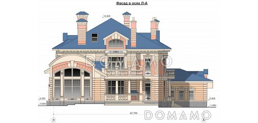 Проект кирпичного дома с бассейном / Фасад 4