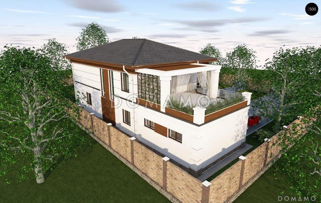 Проект просторного двухэтажного дома из кирпича с четырьмя комнатами, гаражом и террасами на обоих уровнях / 6