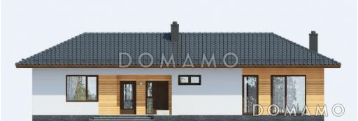 Проект одноэтажного дома по технологии ЛСТК с большими окнами в гостиной / Фасад 4