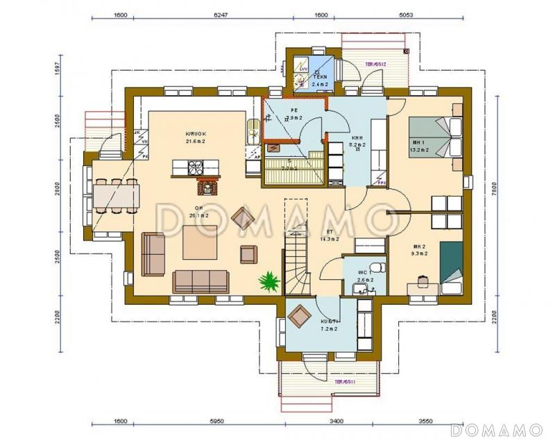 Проект дома с деревянной отделкой фасадов / План 1 этажа Проект дома с деревянной отделкой фасадов / План 1 этажа