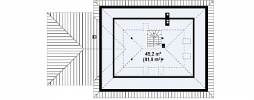 Проект одноэтажного дома из газобетона с мансардой, гаражом на два автомобиля и зоной барбекю на террасе  / План мансардного этажа