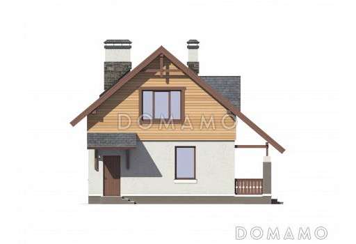 Проект небольшого дома из пеноблоков с интересной отделкой / Фасад 4