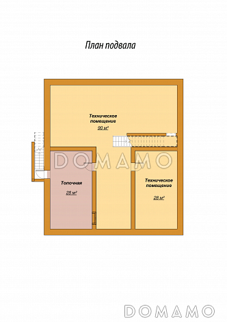 Проект одноэтажного дома с цокольным и мансардным этажами / План цокольного этажа