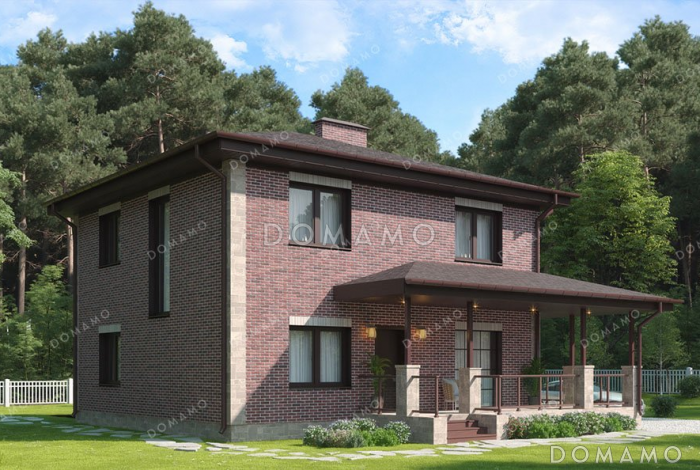 Проект двухэтажного дома с большой террасой