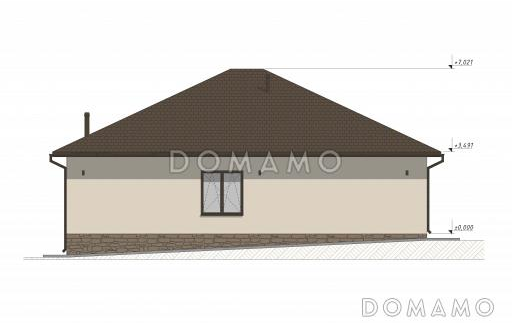 Проект одноэтажного дома со вторым светом для неровного участка S-152 / Фасад 2