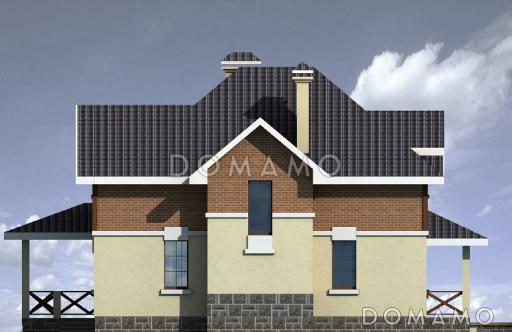 Проект дома из кирпича с мансардным вторым этажом / Фасад 2