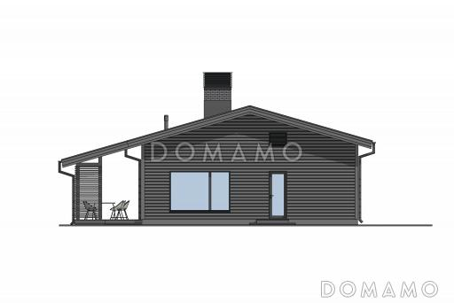Проект одноэтажного дома с 4 спальнями и просторной гостиной-кухней-столовой / Фасад 1