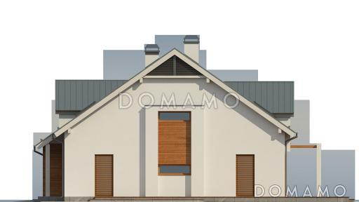 Проект одноэтажного мансардного дома из газобетона с кабинетом, гаражом и большой гостиной / Фасад 2