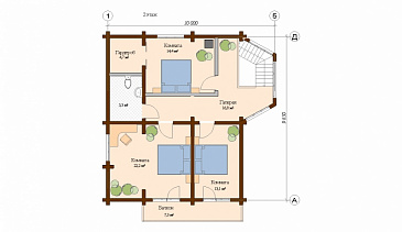 Проект двухэтажного пятикомнатного дома из клееного бруса / План 2 этажа